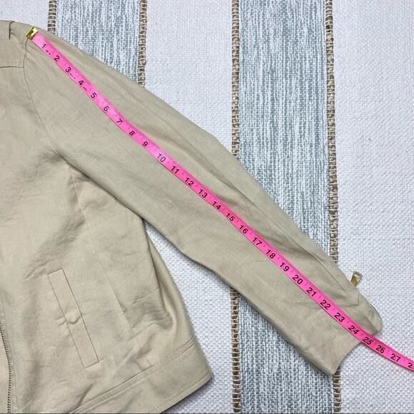 Cuyana Sand Linen Blend Moto Zip Up Jacket Women’s XL - Picture 8 of 9